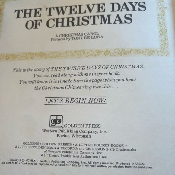 A Little Golden Book & Record Twelve Days of Christmas A Christmas Carol Vintage - Picture 5 of 6